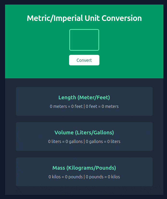 Screenshot of Metric / Imperial Converter