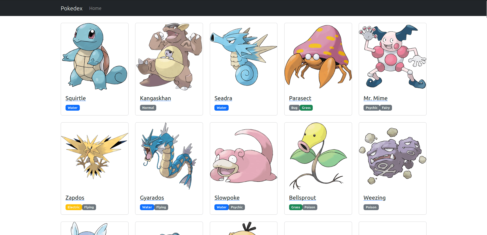 Screenshot of Amazon Pokedex Website