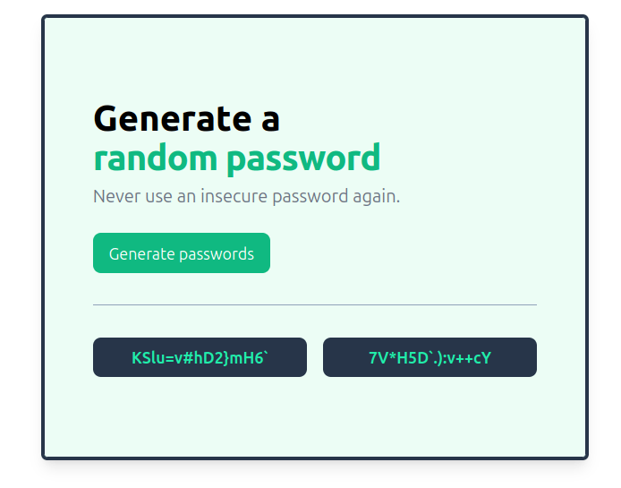 Screenshot of Simple Password Generator